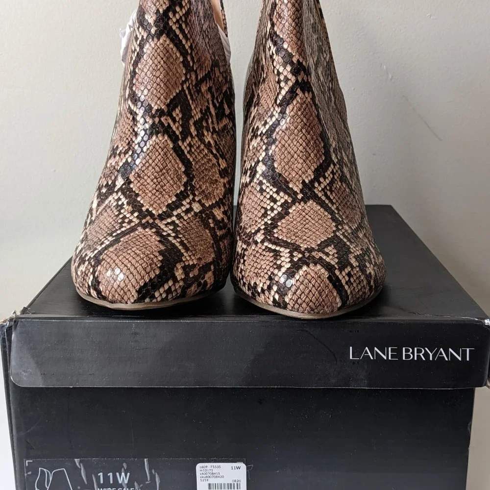 Lane Bryant Dream Cloud Cutout High Heel Bootie - Snakeskin - 11W - Picture 2 of 15